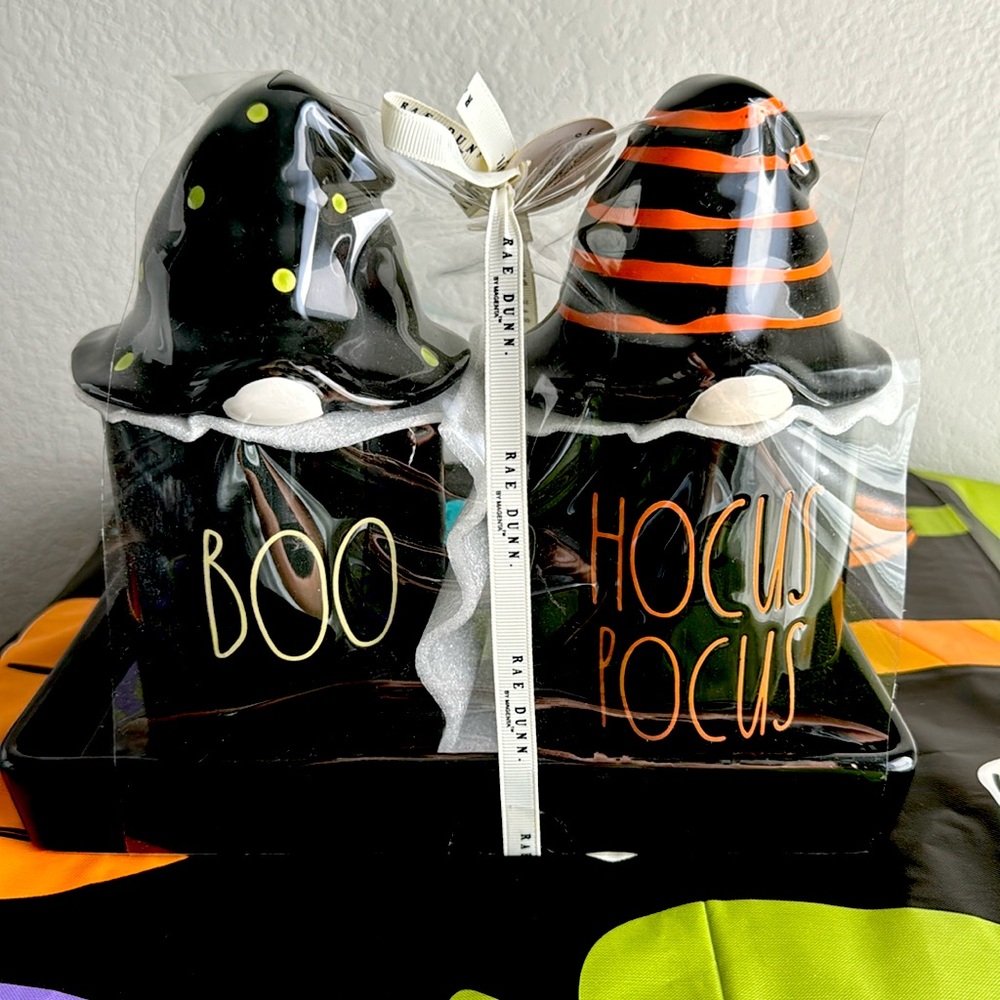 ❗️SET: RAE DUNN BOO & HOCUS POCUS GNOMES HALLOWEEN MINI CANISTERS WITH TRAY